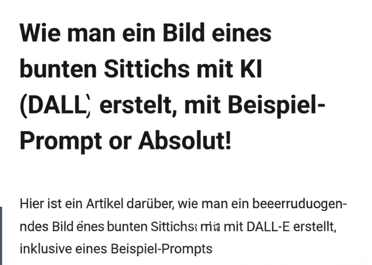 Absolut! Hier ist ein Artikel darüber, wie man ein beeindruckendes Bild eines bunten Sittichs mit DALL-E erstellt, inklusive eines Beispiel-Prompts.