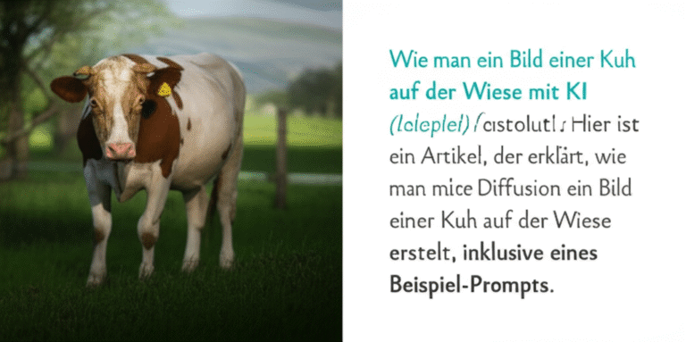 Absolut! Hier ist ein Artikel, der erklärt, wie man mit Stable Diffusion ein Bild einer Kuh auf der Wiese erstellt, inklusive eines Beispiel-Prompts.