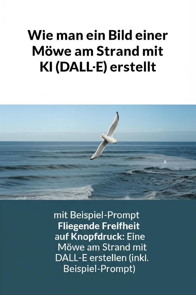 Fliegende Freiheit auf Knopfdruck: Eine Möwe am Strand mit DALL-E erstellen (inkl. Beispiel-Prompt)