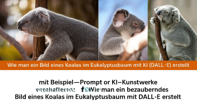 KI-Kunstwerke erschaffen: Wie man ein bezauberndes Bild eines Koalas im Eukalyptusbaum mit DALL·E erstellt