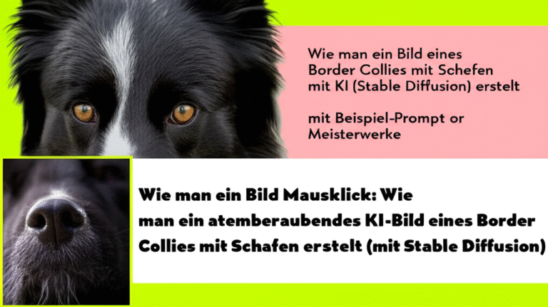 Meisterwerke per Mausklick: Wie man ein atemberaubendes KI-Bild eines Border Collies mit Schafen erstellt (mit Stable Diffusion)
