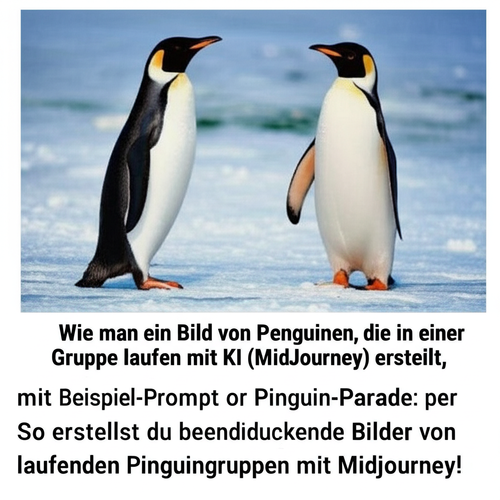Pinguin-Parade per Prompt: So erstellst du beeindruckende Bilder von laufenden Pinguingruppen mit Midjourney!