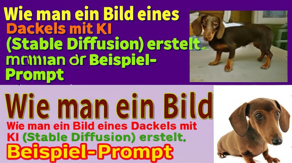 Wie man ein Bild eines Dackels mit KI (Stable Diffusion) erstellt, mit Beispiel-Prompt