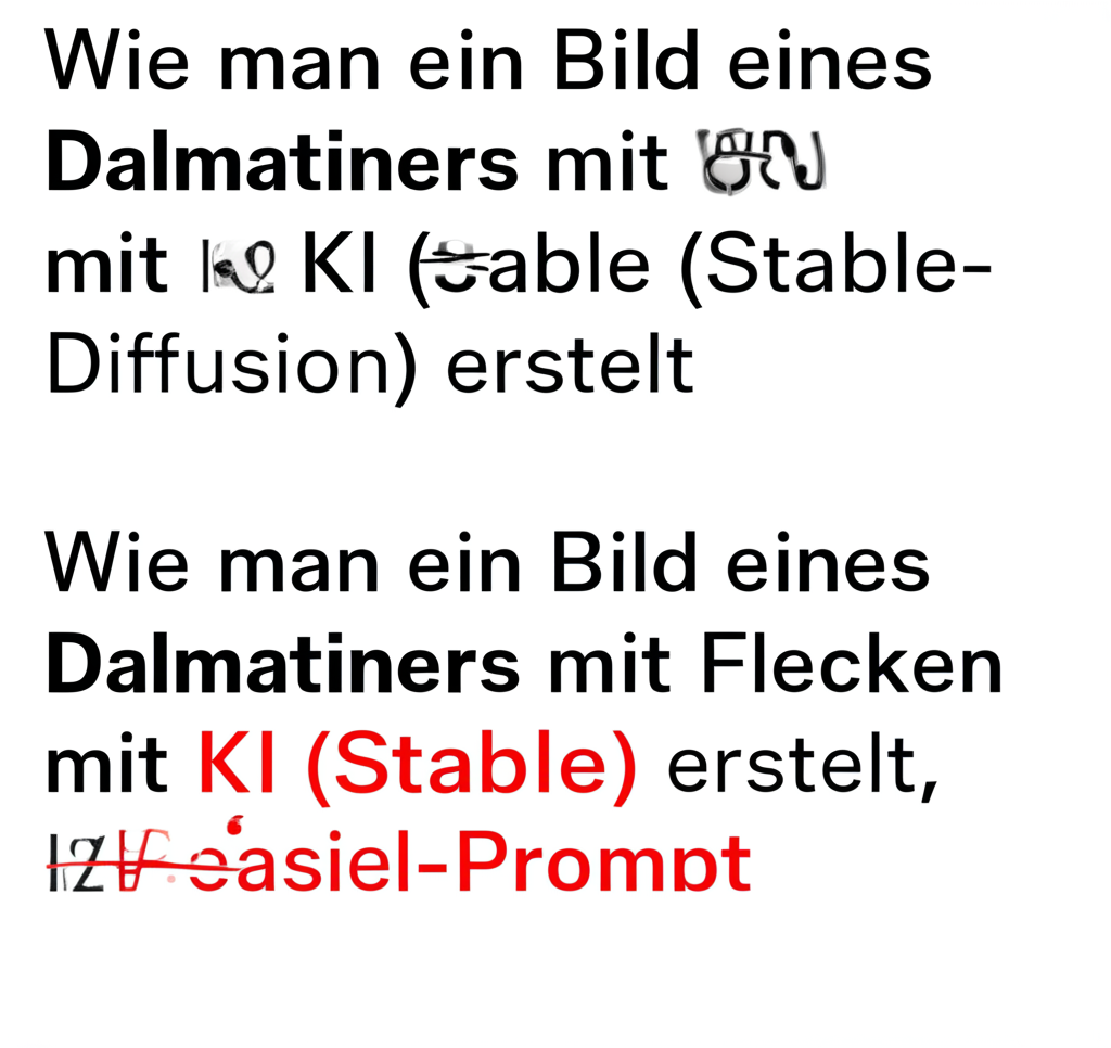 Wie man ein Bild eines Dalmatiners mit Flecken mit KI (Stable Diffusion) erstellt, mit Beispiel-Prompt