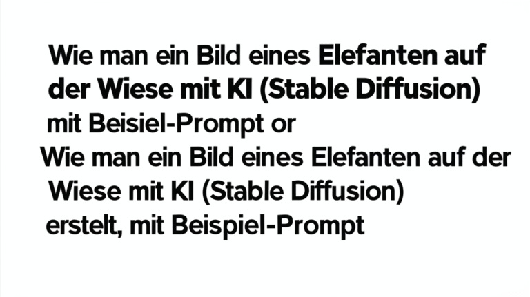 Wie man ein Bild eines Elefanten auf der Wiese mit KI (Stable Diffusion) erstellt, mit Beispiel-Prompt