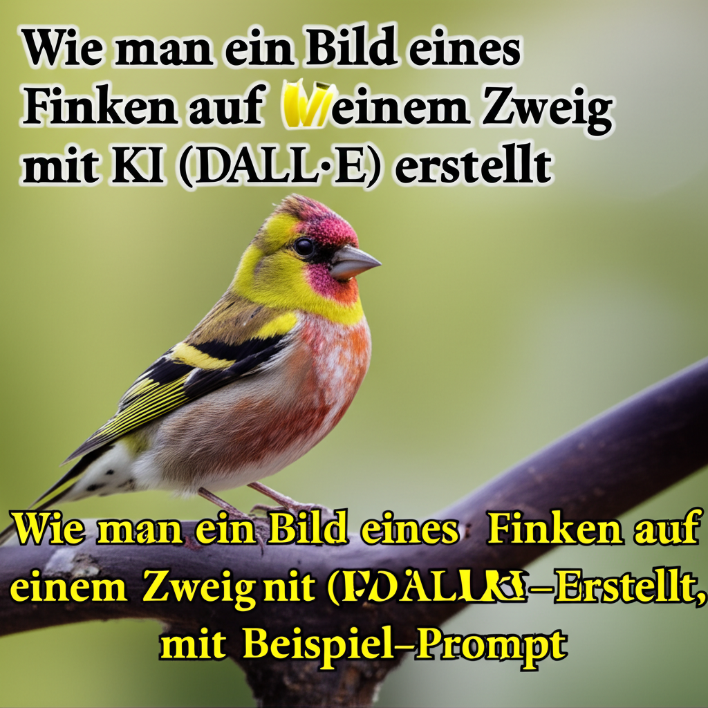 Wie man ein Bild eines Finken auf einem Zweig mit KI (DALL·E) erstellt, mit Beispiel-Prompt