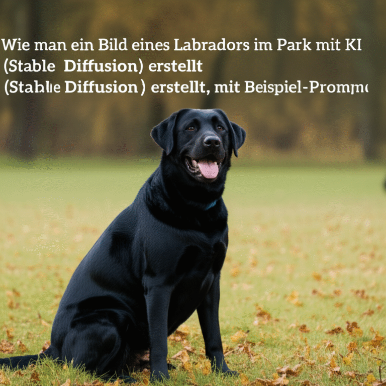 Wie man ein Bild eines Labradors im Park mit KI (Stable Diffusion) erstellt, mit Beispiel-Prompt