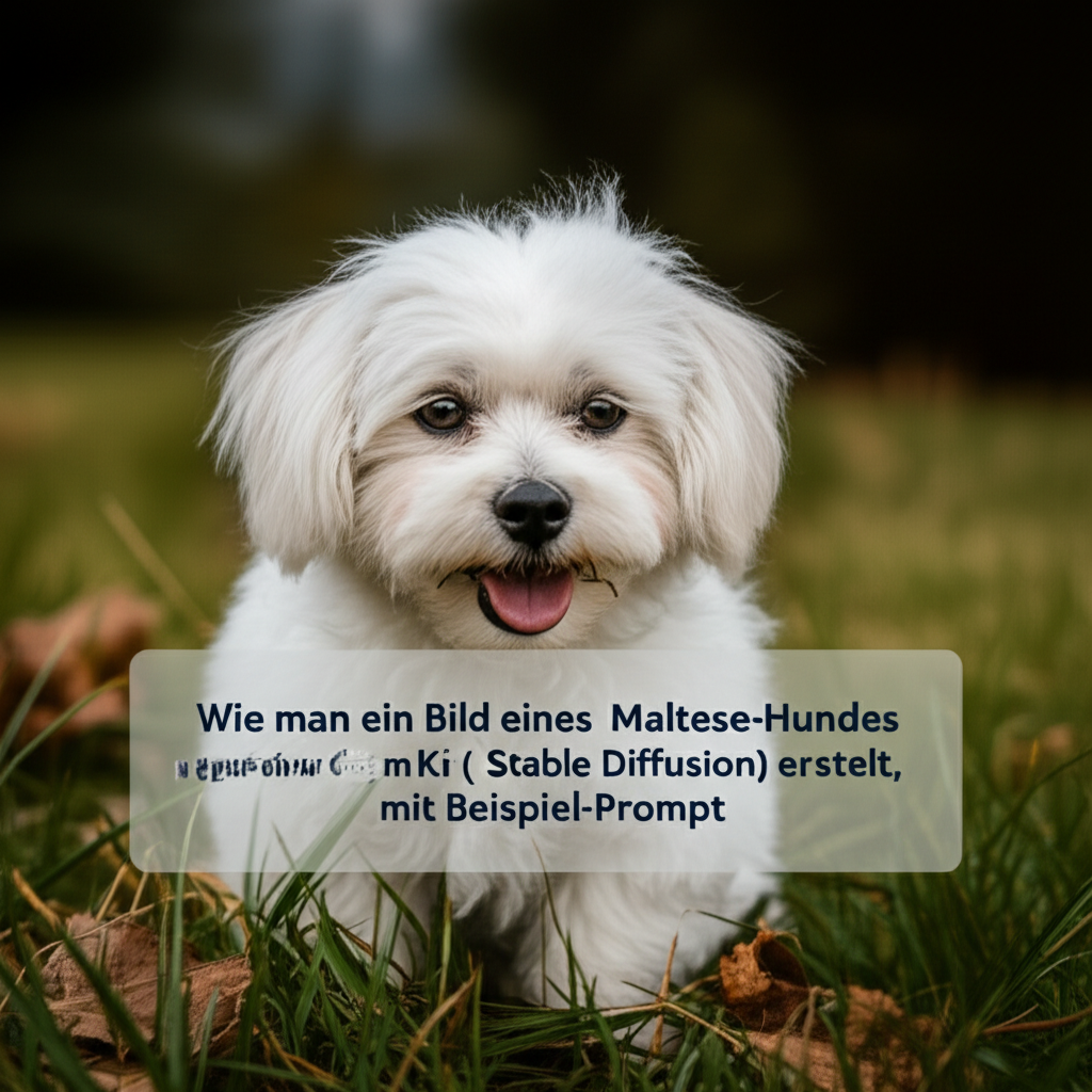 Wie man ein Bild eines Maltese-Hundes mit KI (Stable Diffusion) erstellt, mit Beispiel-Prompt