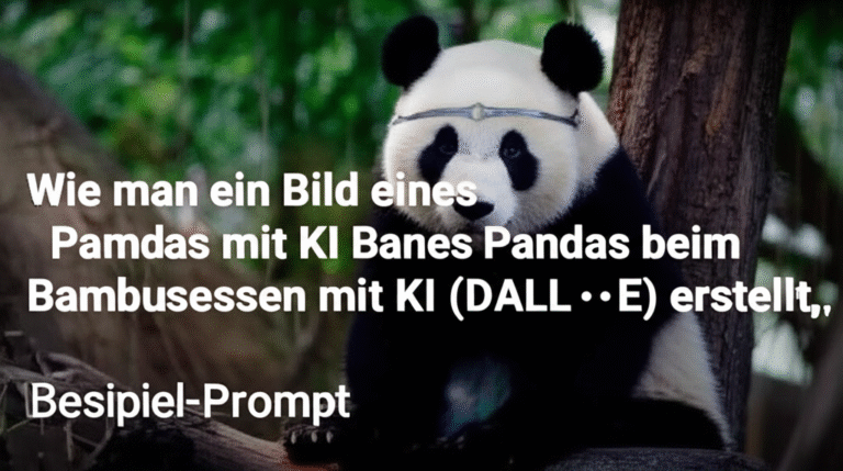 Wie man ein Bild eines Pandas beim Bambusessen mit KI (DALL·E) erstellt, mit Beispiel-Prompt