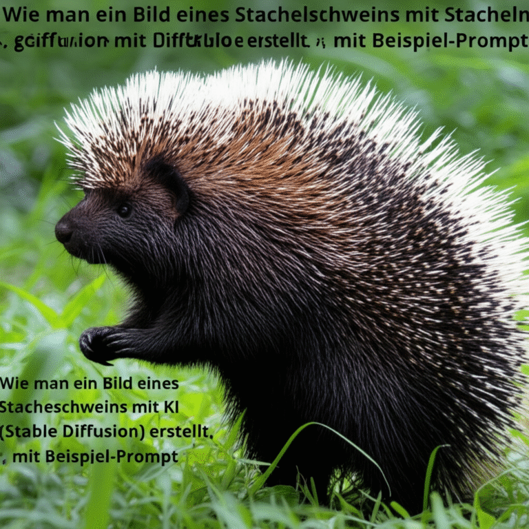 Wie man ein Bild eines Stachelschweins mit Stacheln mit KI (Stable Diffusion) erstellt, mit Beispiel-Prompt