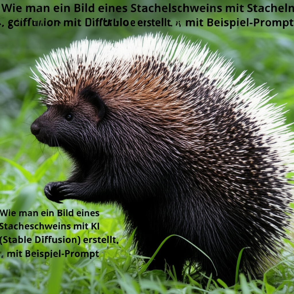 Wie man ein Bild eines Stachelschweins mit Stacheln mit KI (Stable Diffusion) erstellt, mit Beispiel-Prompt