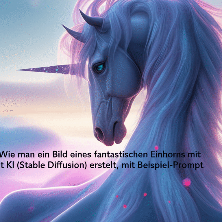 Wie man ein Bild eines fantastischen Einhorns mit KI (Stable Diffusion) erstellt, mit Beispiel-Prompt