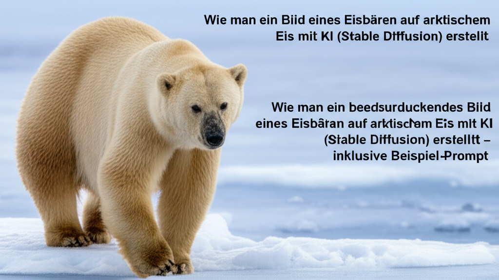 Wie man ein beeindruckendes Bild eines Eisbären auf arktischem Eis mit KI (Stable Diffusion) erstellt – inklusive Beispiel-Prompt