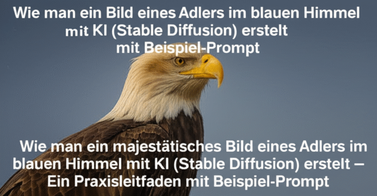 Wie man ein majestätisches Bild eines Adlers im blauen Himmel mit KI (Stable Diffusion) erstellt – Ein Praxisleitfaden mit Beispiel-Prompt